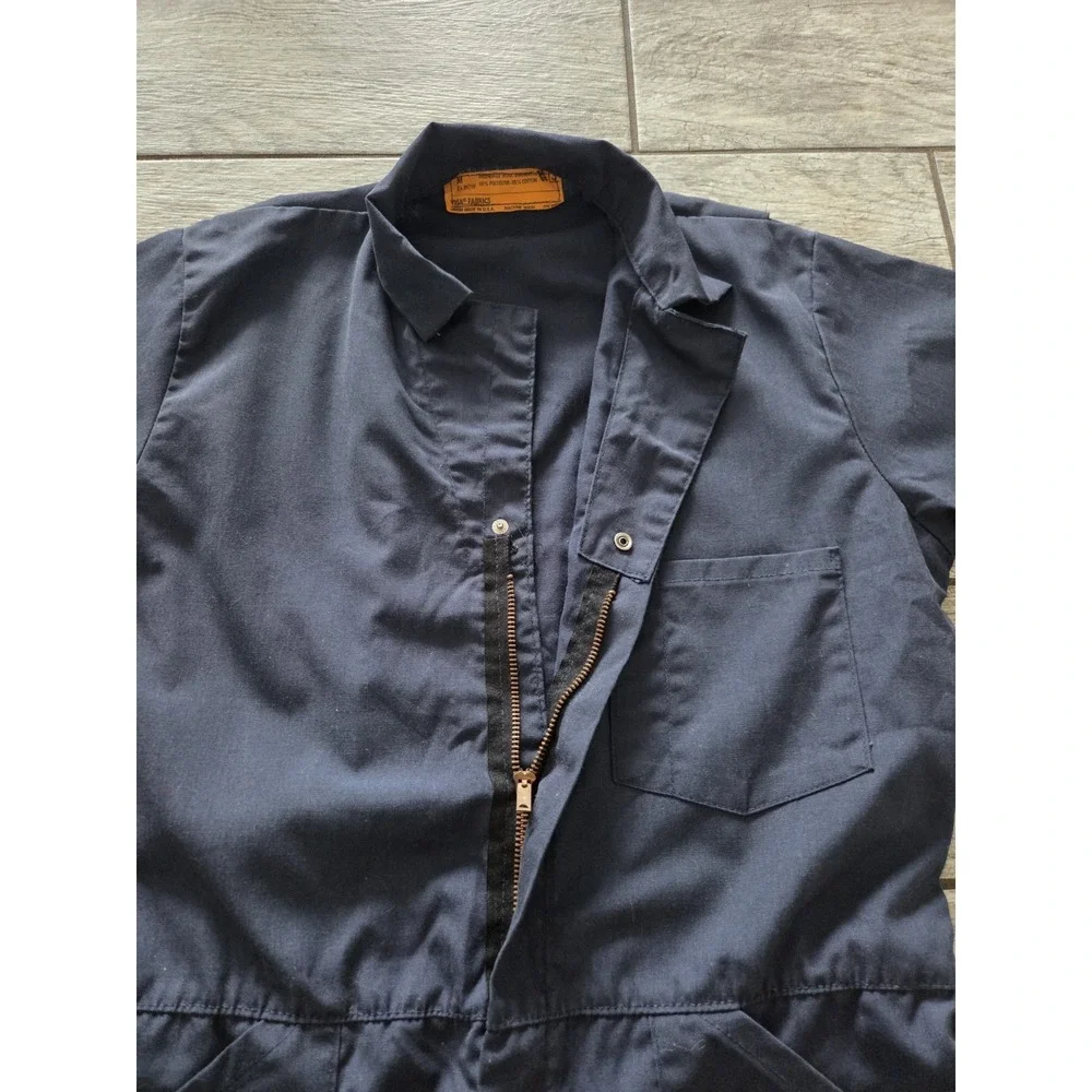 VTG Engineered Work Garments Mens M Navy USA Union Mechanic Coverall Uniform
